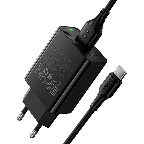 СЗУ Hoco CS92A Leader 18W+QC3.0 (1USB-A) + кабель USB to Type-C Black | Зображення 3