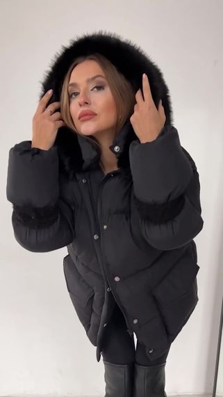 Женский пуховик Cresh Puffer со сьемным капюшоном черный | Зображення 3