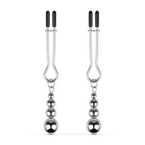 Зажимы для сосков Bedroom Fantasies: Nipple Clamps with Beaded Chain - Silver Sex Aura