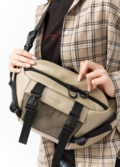 Велика жіноча поясна сумка бананка Sambag DynamicDart сіра 38 × 21 × 7 см (80411130) | Зображення 2