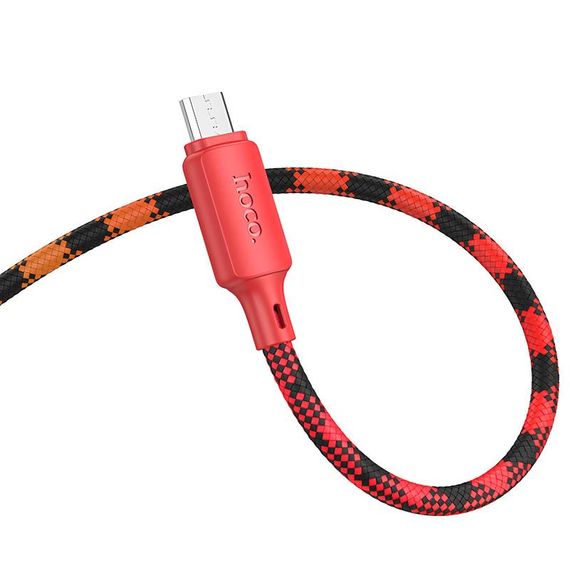 Дата кабель Hoco X116 Meridian USB to MicroUSB 2.4A (1m) Gradient Red Mix | Зображення 3