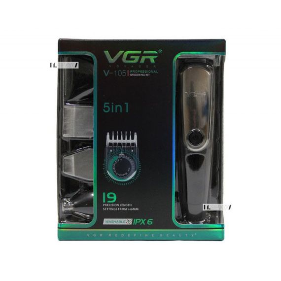 Професійний акумуляторний бездротовий триммер-стилізатор VGR V-105 для волосся та бороди 5 в 1 | Зображення 7