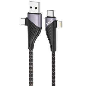 Дата кабель Hoco U95 Freeway 4in1 USB/Type-C to Type-C/Lightning 60W (1.2m) Black