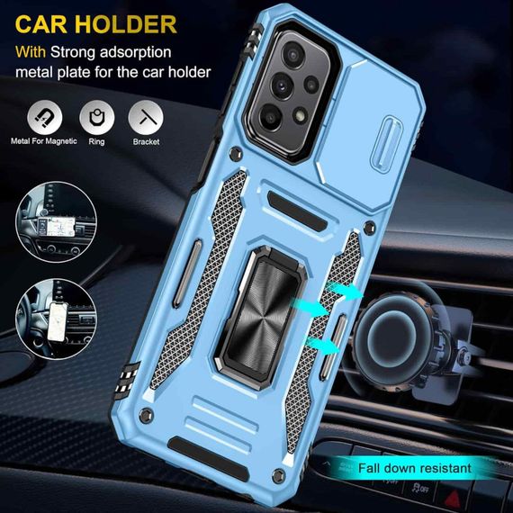 Ударопрочный чехол Camshield Army Ring для Samsung Galaxy A13 4G / A04s Голубой / Light Blue | Зображення 1