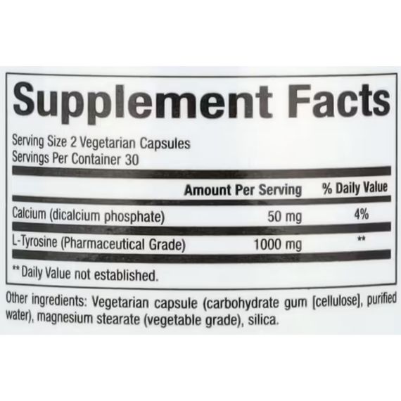 Тирозин Natural Factors L-Tyrosine 500 mg 60 Veg Caps | Зображення 1