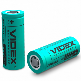 Акумулятор 26650 Li-lon 5000mAh без захисту (бл-1шт) Videx