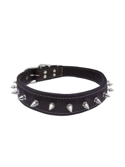 Шкіряний нашийник для собаки ручної роботи коричневий  3см