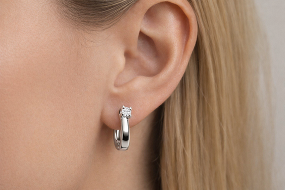 Серьги из белого золота с фианитами S-0359 | Зображення 3