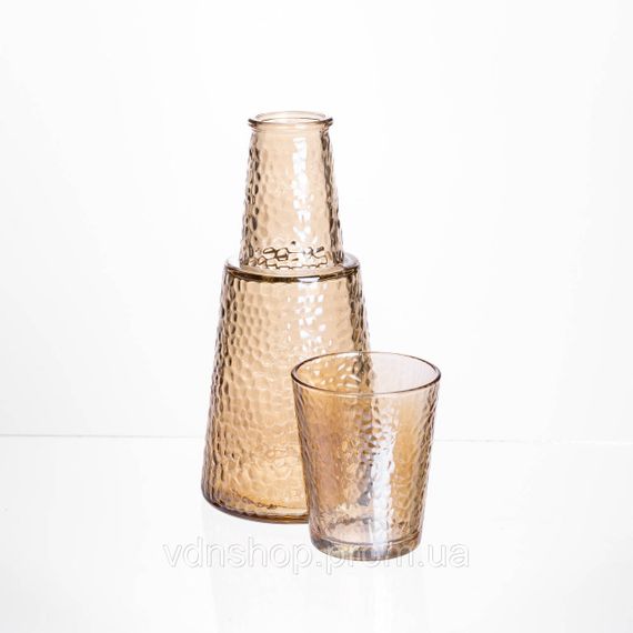 Глечик 800 мл зі склянкою 1 (шт) 250 (мл) графин для компоту соку води лимонаду глечик для напоїв Коричневий HP-19-TH-2 | Зображення 2