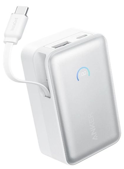 Портативний зарядний пристрій Anker Nano - 10000 mAh 45W Built-In USB-C Cable White | Зображення 1