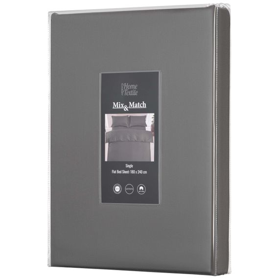 Простирадло Ardesto Mix&Match Premium, 180х240см, 100% бавовна, сатин, сірий (ART1824FSY)