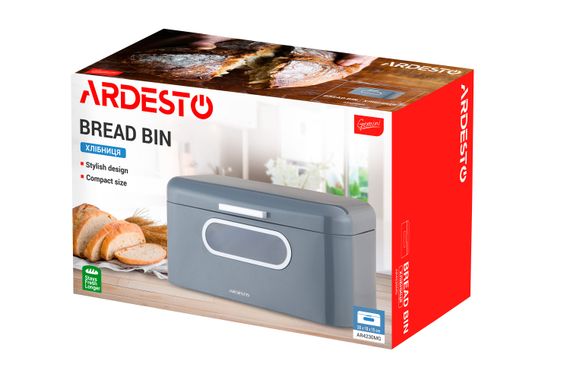 Хлібниця ARDESTO Gemini 30*18*15 см, метал, сіра (AR4230MG) | Зображення 1