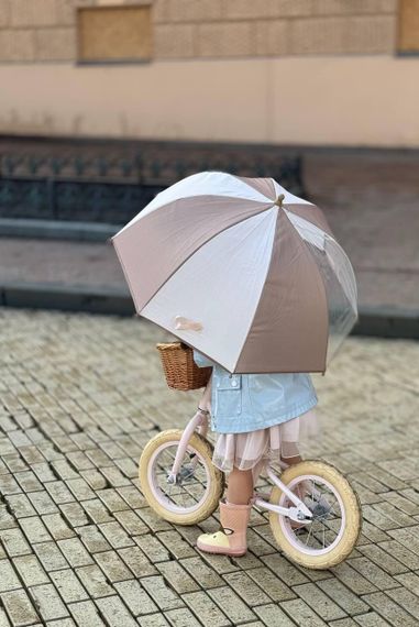 Парасолька дитяча напівавтомат Коричнево Біла полоса | Зображення 1