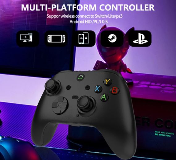 Бездротовий геймпад T-S102 Pro Bluetooth / 2.4G контролер з вібрацією, для Switch, PS3, Windows, Android, iOS, Steam - Black | Зображення 1