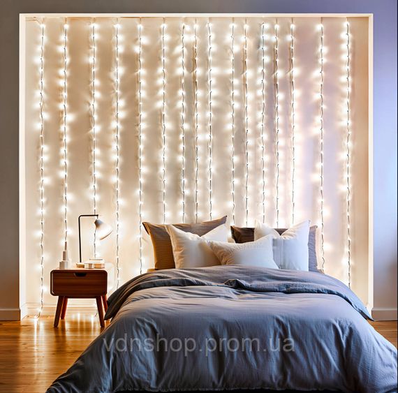 Новорічна гірлянда штора 3х3 м 192 LED кімнатна білий провід Білий ZWM33192LEDW | Зображення 2