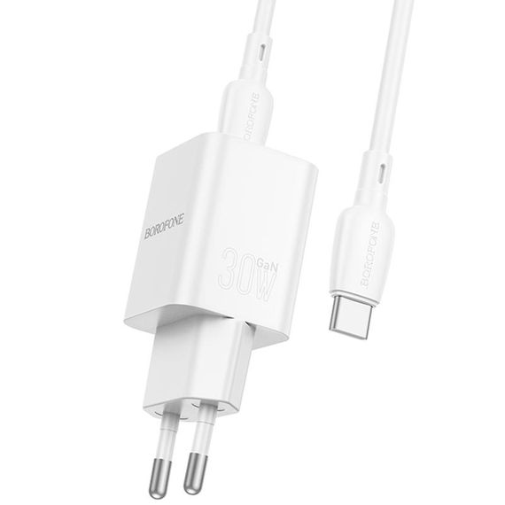 МЗП Borofone BN14 Royal PD30W+QC3.0 (1USB-A/1C) + кабель Type-C to Type-C White | Зображення 2