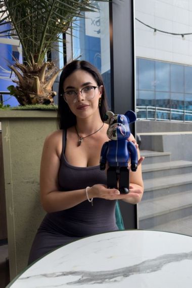 Bearbrick BAPE Line Camo Shark дизайнерська статуетка ведмідь Беарбрік 28 см mb017 синя | Зображення 4