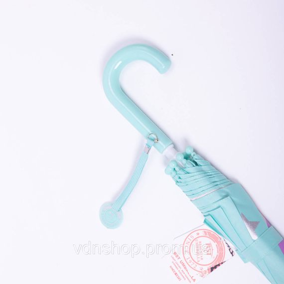 Класична дитяча парасолька-тростина механічна з поліестеру міцна надійна 8 спиць діаметр 89 см М'ятний HP-23-12M | Зображення 7