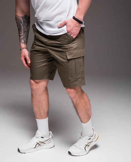 Мужские летние шорты карго с накладными карманами, под ремень RA2032, цвет хаки, размер S