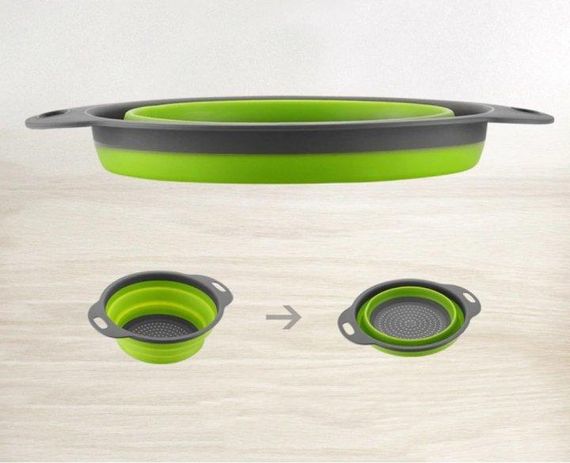 Друшляк силіконовий складаний великий + маленький Collapsible filter baskets | Зображення 4