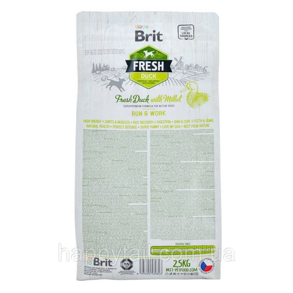 Корм Brit Fresh Duck/Millet Active Run & Work для активных собак, утка и пшено, 2.5 кг | Зображення 2