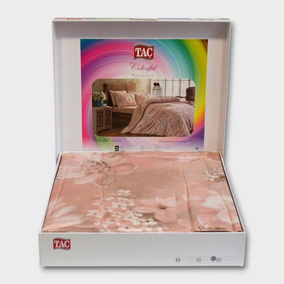 Постельное белье TAC Satin Digital семейный 160×220 см Blanche Pembe | Зображення 1
