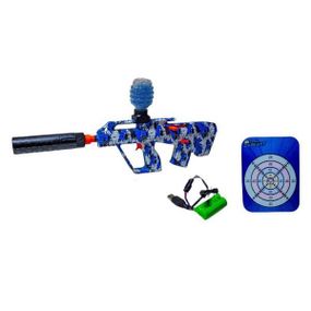 Ігровий акумуляторний автомат з глушником стріляє ФЛУОРИСЦЕНТНИМИ неоновими орбізами 777-32Y Чорний з синім