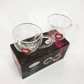 Скляна чашка з подвійними стінками, Дві чашки з подвійним дном Набір склянок подвійним склом 2 шт SO-46