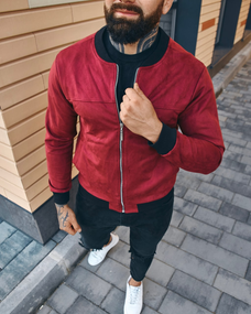 Бомбер замшевый бордо S XL