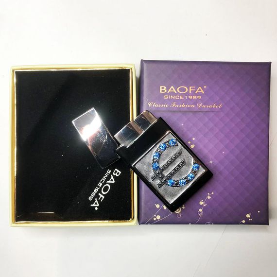 Запальничка (Турбо) подарункова BAOFA "Євро у діамантах". GA-623 Колір: сірий | Зображення 9