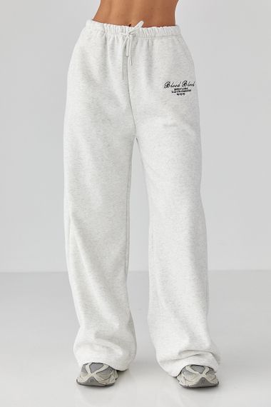 Утеплені спортивні штани з написом - світло-сірий цвет, S/M (є розміри)