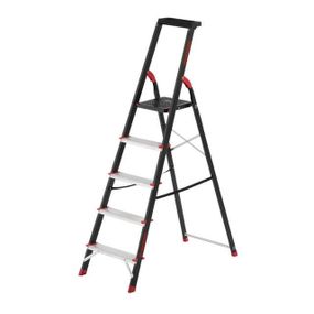 Драбина 5 сход., лоток для інвентарю, сталевий профіль, висота верхньої сход. 1,06 м INTERTOOL LT-0055