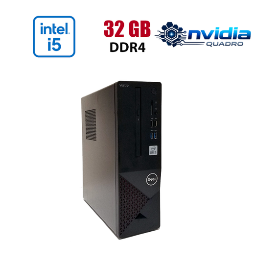 Робоча станція ПК Dell Vostro 3681 Desktop / Intel Core i5-10400 (6 (12) ядер по 2.9 - 4.3 GHz) / 32 GB DDR4 / 256 GB SSD M.2 / nVidia Quadro T1000, 4 GB GDDR6, 128-bit / Win 10 Lic б/в