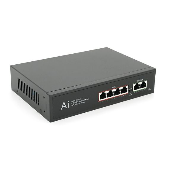 POE коммутатор гигабитный Merlion 4 POE 10/100/1000 + 2 RJ45 10/100/1000