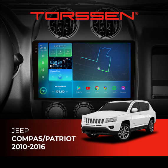 Штатна магнітола Torssen 2K Jeep Compas/Patriot 10-16 F106128 4G Carplay DSP