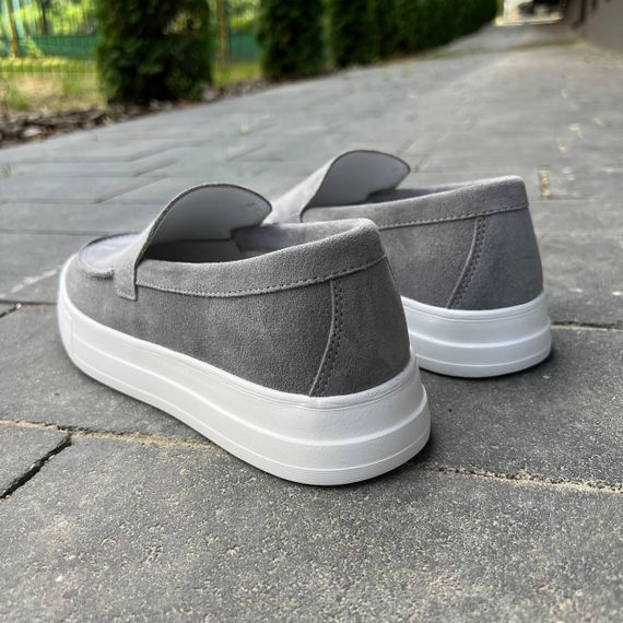 Мужские серые лоферы из натуральной замши 40 размер | Зображення 6