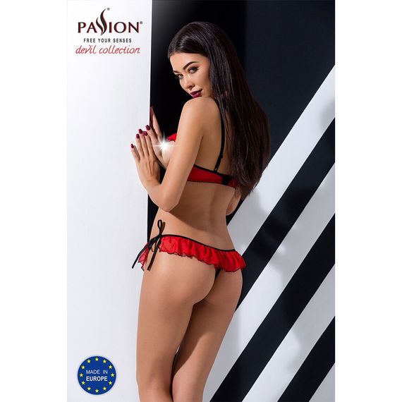 Комплект білизни Passion Exclusive CHERRY SET OpenBra S/M, red, відкритий ліф, трусики-спідничка | Зображення 3