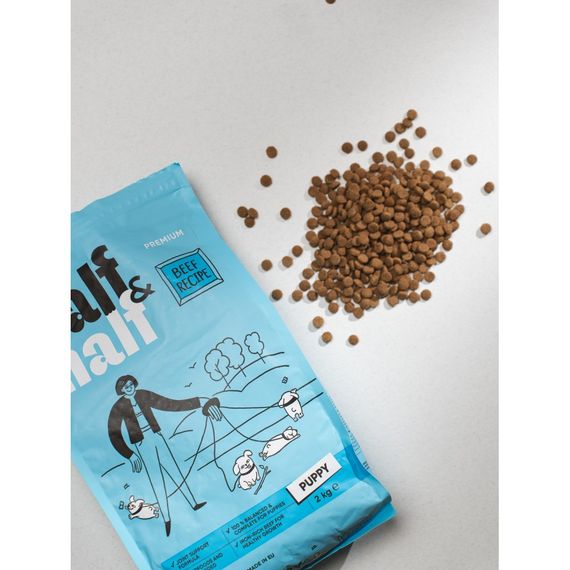 Корм сухий HalfHalf для цуценят усіх порід  із яловичиною 12 кг | Зображення 3