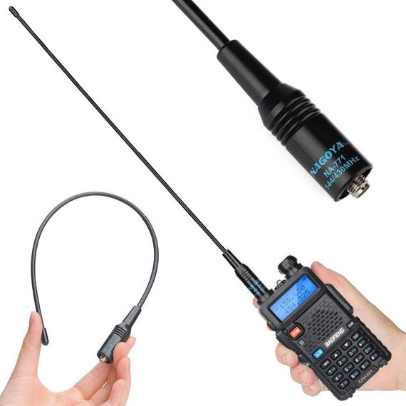 Усиленная антенна для рации (38 см), 144/430 МГц, Nagoya NA-771 / Гибкая двухдиапазонная антенна на