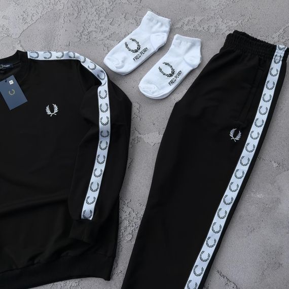 Костюм Fred Perry світшот + штани чорний + 2 пари шкарпеток у подарунок | Зображення 2