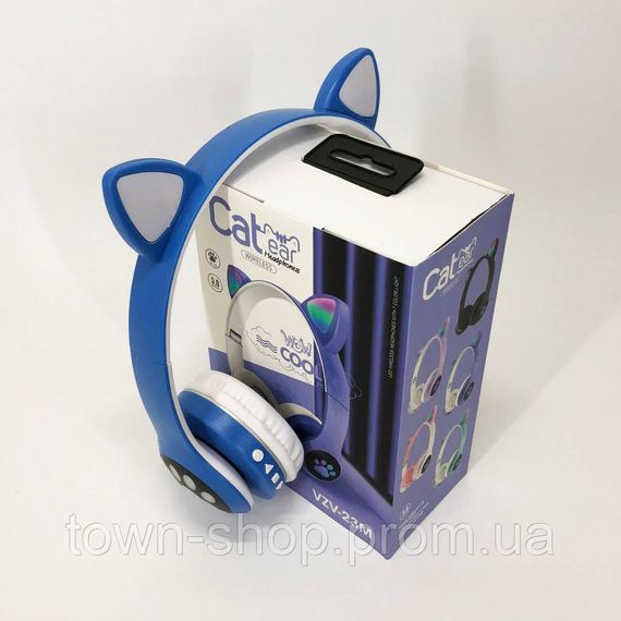 Беспроводные наушники с кошачьими ушками и RGB подсветкой Cat VZV 23M. Цвет: синий | Зображення 3