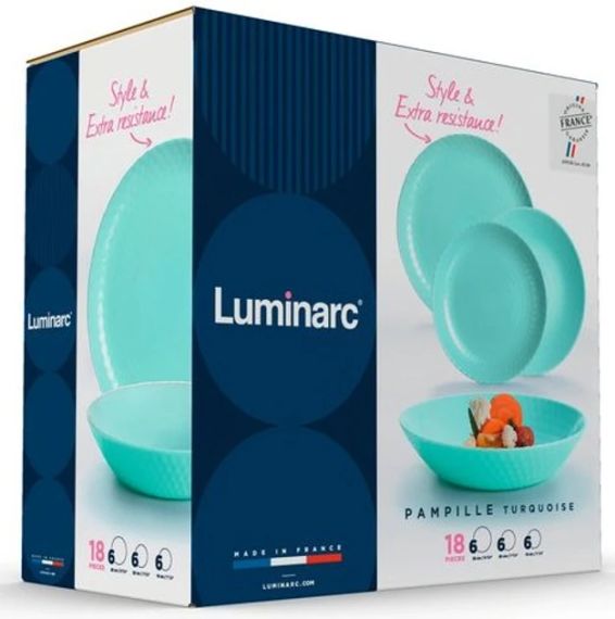 Столовий сервіз Luminarc Pampille Turquoise Q6154, 18 предметів, на 6 персон | Зображення 8