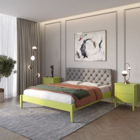 Односпальне дерев'яне ліжко Mebigrand Рим ДК Лайм (S3050G70Y)/Аляска 93 (Сірий) Б3 70х190 см