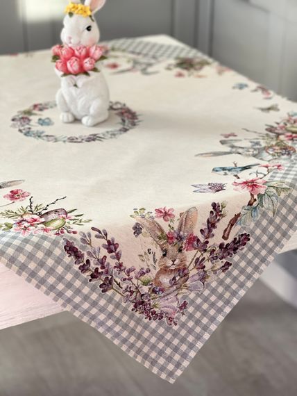 Скатертина гобеленова RUNNER1248GR Limaso, 97х100, Квадратна, Великодній, Без люрексу, 75% поліестер, 22% бавовна, 3% акрил, Гобелен | Зображення 1