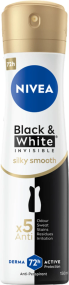 NIVEA Black & White Invisible Антиперспірант-спрей, 72 години, Silky Smooth 150 мл