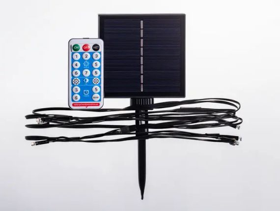 Гірлянда нитка на сонячній батареї 1500 LED 150 м чорний дріт жовтий | Зображення 4