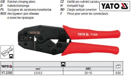 Клещи клищи обжиму та зачистки проводив l=220 мм YATO Польща YT-2250