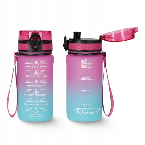 Пляшка для води спортивна 4FIZJO 500 мл 4FJ0628 Pink/Sky Blue (P-5905973400749) | Зображення 1