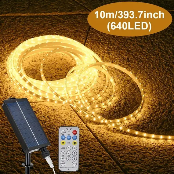 LED гірлянда із сонячною батареєю 10 м (тепле біле світло) | Зображення 1