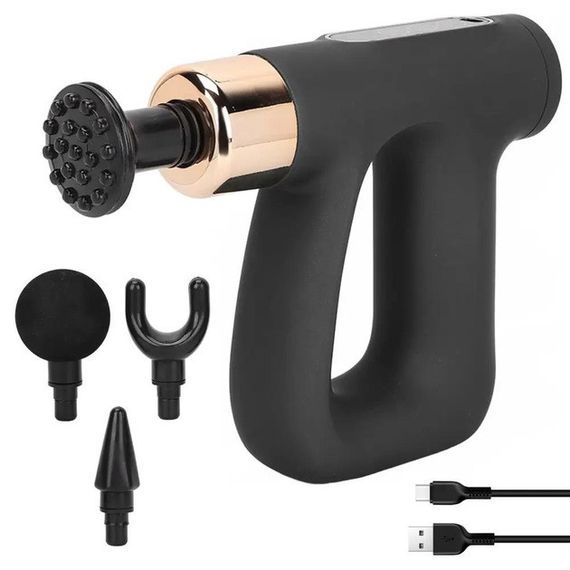 Ударний Перкусійний масажер для тіла та м'язів Масажний пістолет EM HB-007 акумуляторний чорний WP-40 | Зображення 3